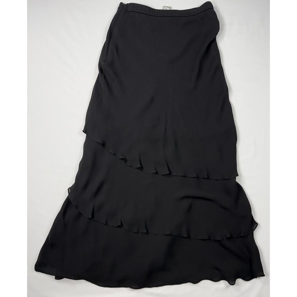 St. John Evening by Marie Gray, VTG Black Layered Silk Chiffon Dress Sz 2 - Picture 7 of 10